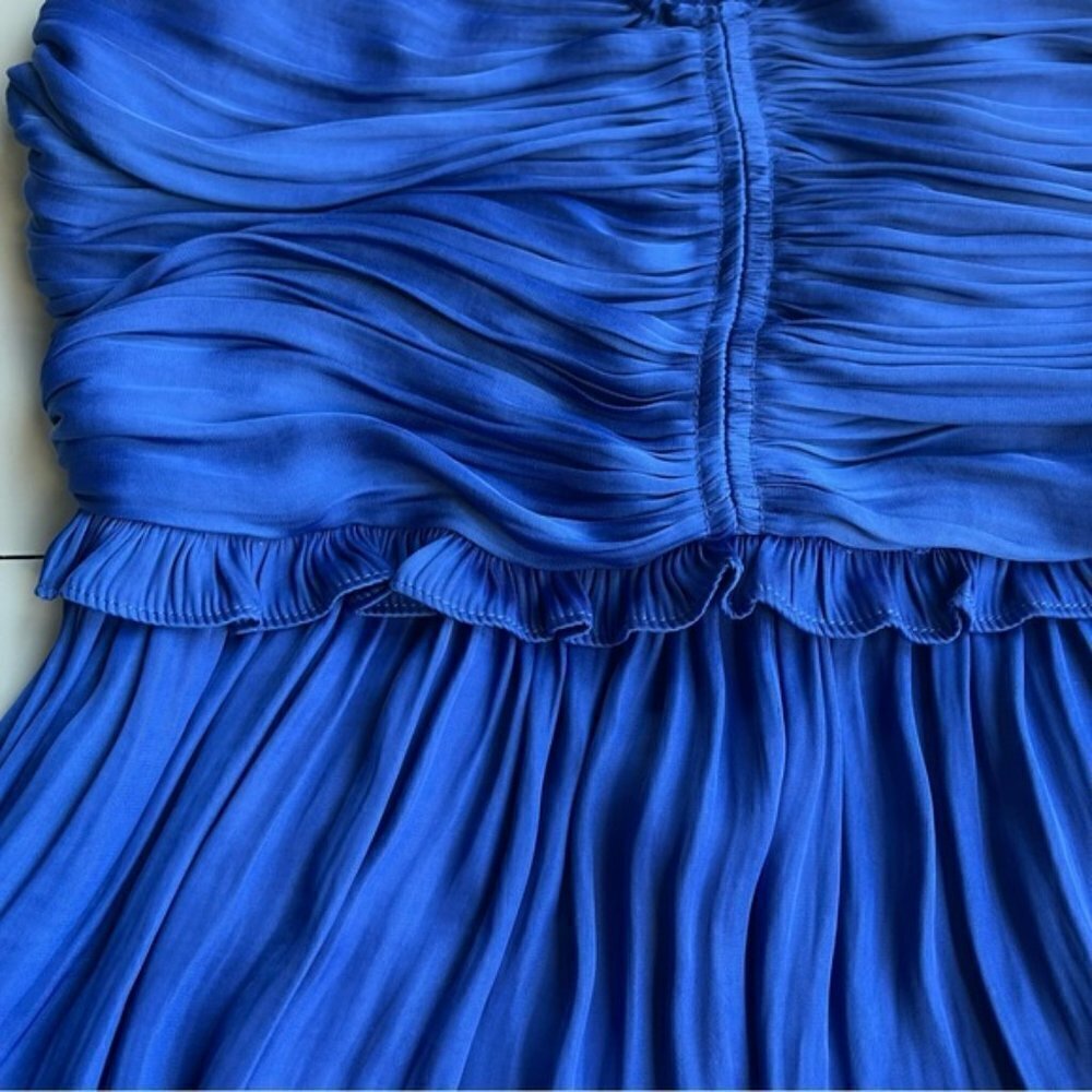 NEW House of Harlow 1960 Royal Blue Satin Ruched Cocktail Mini Dress US S - Picture 7 of 10